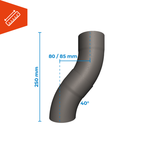 Prefa antraciet aluminium bocht 40° - Afbeelding 2