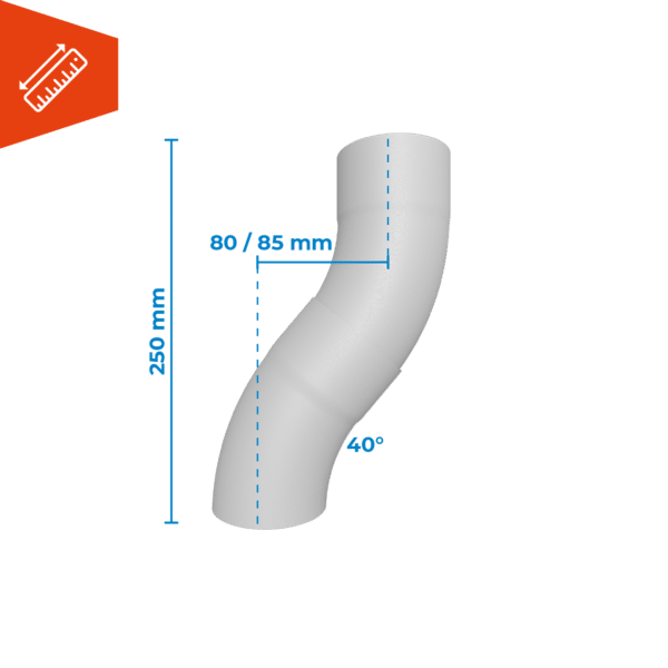 Prefa wit aluminium bocht 40° - Afbeelding 2
