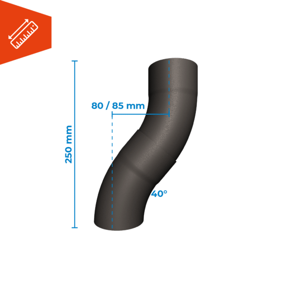 Prefa zwart aluminium bocht 40° - Afbeelding 2