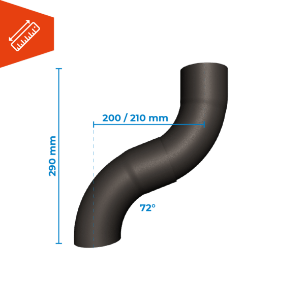 Prefa zwart aluminium bocht 72° - Afbeelding 2