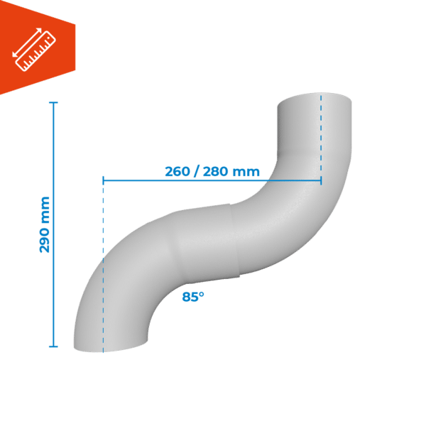 Prefa wit aluminium bocht 85° - Afbeelding 2