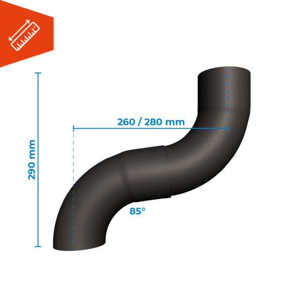 Prefa zwart aluminium bocht 85° - Afbeelding 2